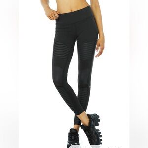 ALO Yoga Black 27in Mid Rise Moto Legging M